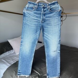 NWOT RE/DONE Stove Pipe Jeans Straight Leg Jeans 90’s High Mid Rise Denim Sz 26